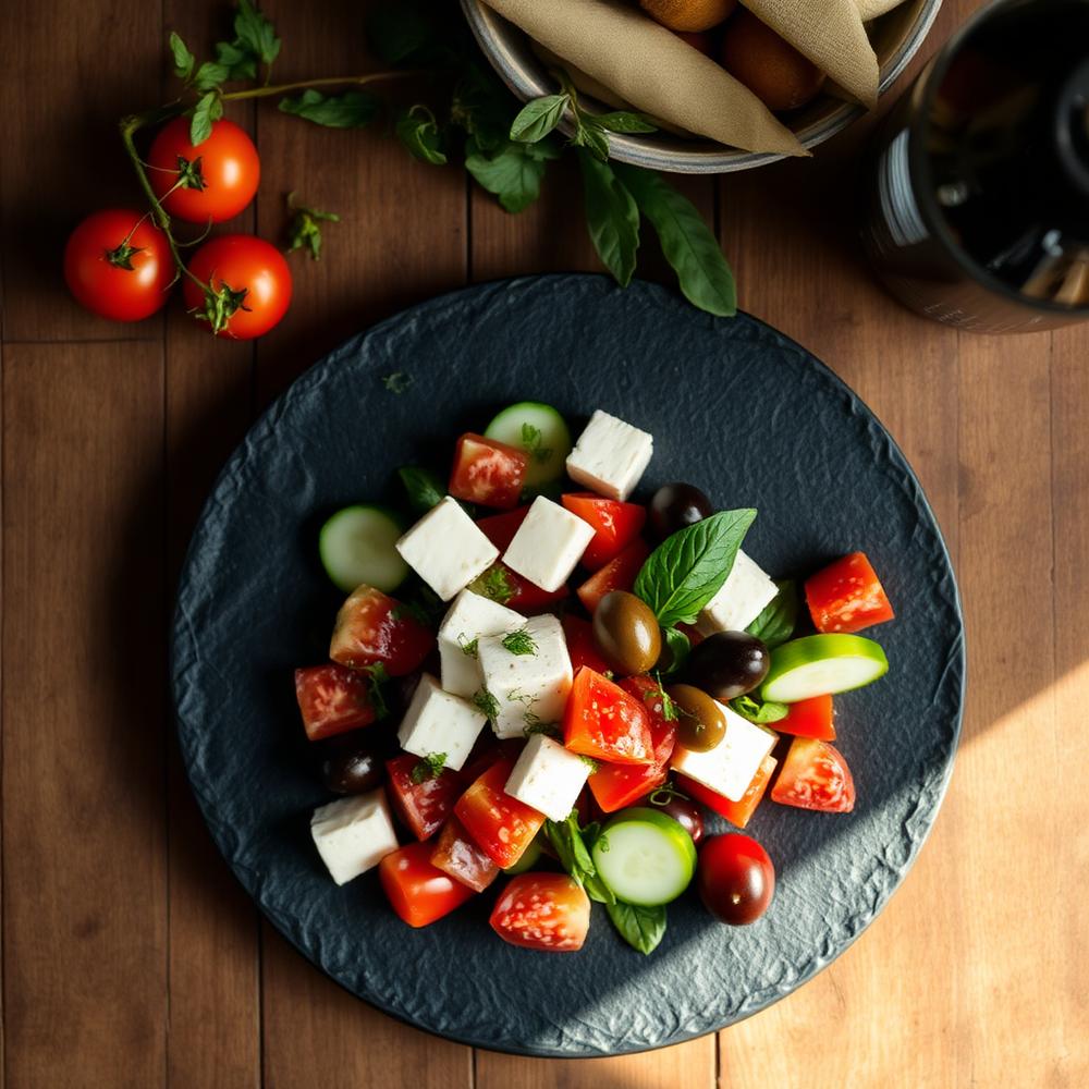 Greek village salad with feta and olives